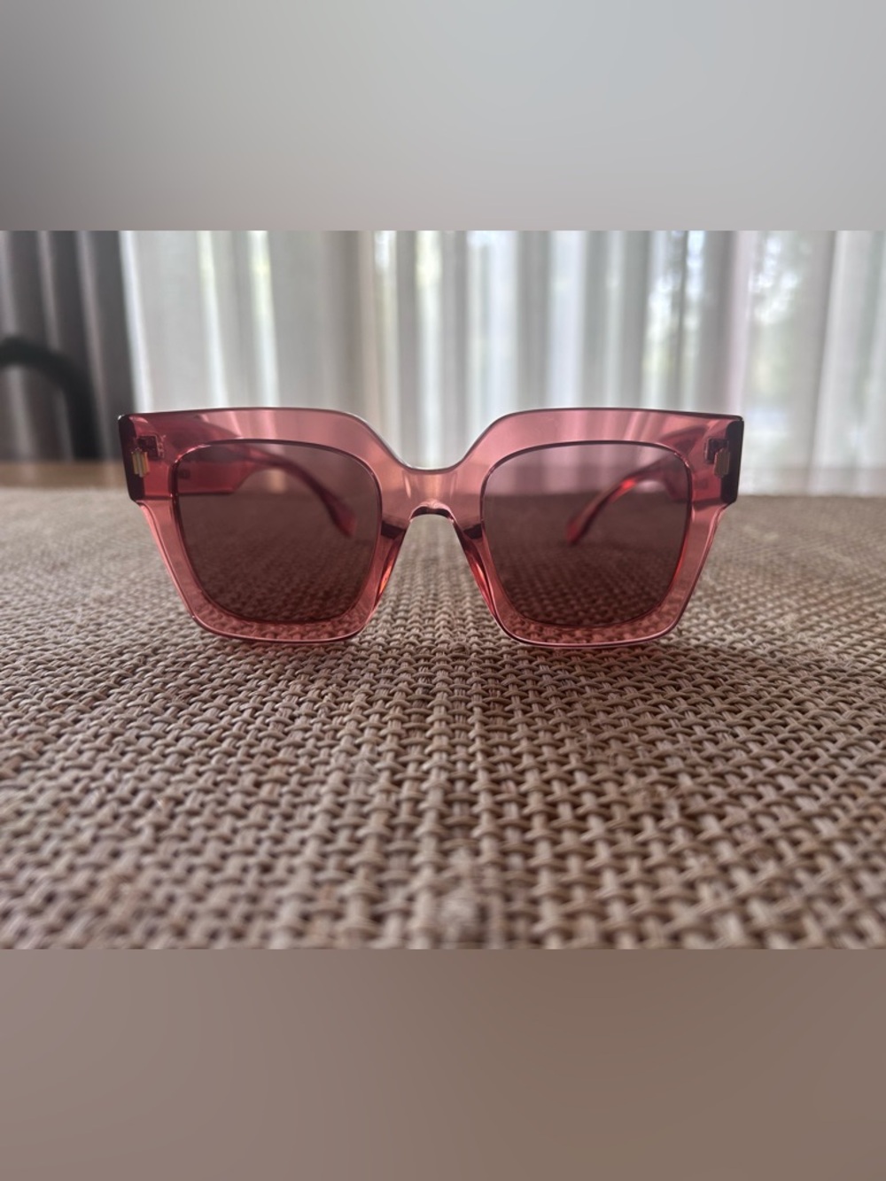 Fendi Roma Oversized Square Pink Transparent Acetate Sunglasses. No Case.